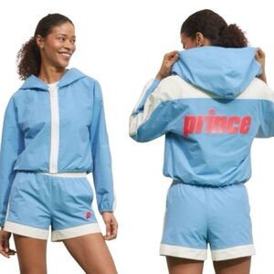 Prince Pickleball Women's Zip-Front Hooded Jacket Light Blue Size Large NWT